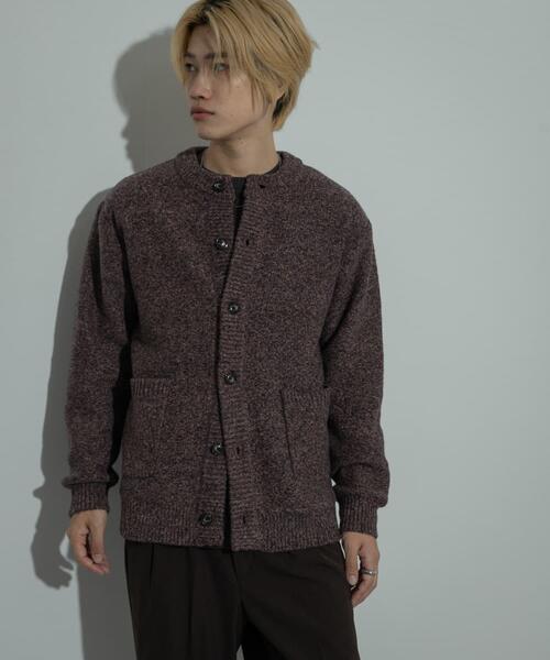 SENSE OF PLACE by URBAN RESEARCH（センスオブプレイスバイアーバンリサーチ）の「『洗濯可』ミックスメランジクルーネックカーディガン（カーディガン/ボレロ・メンズ・パープル/グリーン/ブラック・LARGE/MEDIUM）」の7枚目の写真