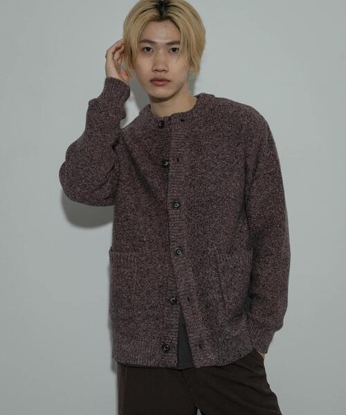 SENSE OF PLACE by URBAN RESEARCH（センスオブプレイスバイアーバンリサーチ）の「『洗濯可』ミックスメランジクルーネックカーディガン（カーディガン/ボレロ・メンズ・パープル/グリーン/ブラック・LARGE/MEDIUM）」の8枚目の写真