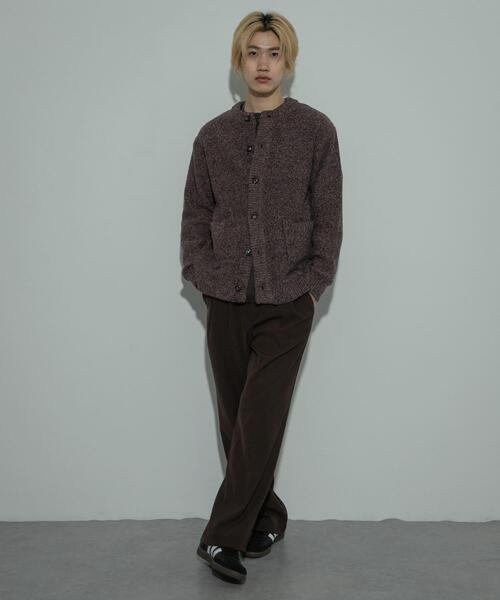 SENSE OF PLACE by URBAN RESEARCH（センスオブプレイスバイアーバンリサーチ）の「『洗濯可』ミックスメランジクルーネックカーディガン（カーディガン/ボレロ・メンズ・パープル/グリーン/ブラック・LARGE/MEDIUM）」の9枚目の写真