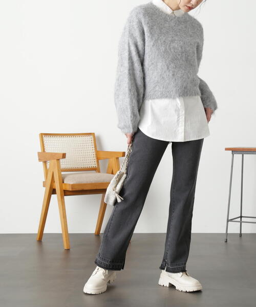 FREE'S MART（フリーズマート）の「◇ウール混シャギーショート丈ニット（ニット/セーター・レディース・ホワイト/グレー/ベージュ/グリーン/ピンク・FREE）」の17枚目の写真