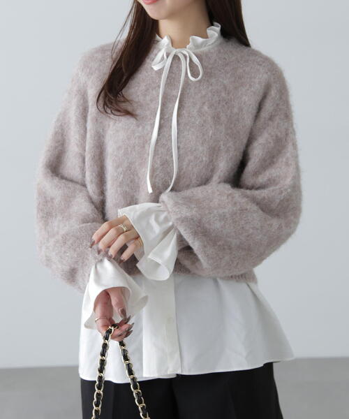 FREE'S MART（フリーズマート）の「◇ウール混シャギーショート丈ニット（ニット/セーター・レディース・ホワイト/グレー/ベージュ/グリーン/ピンク・FREE）」の3枚目の写真