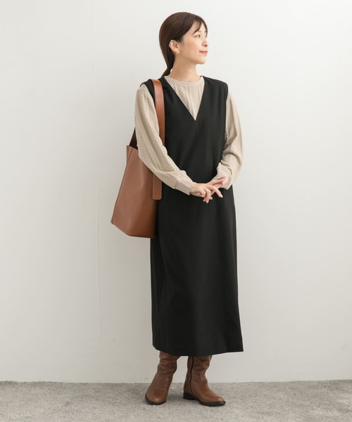 URBAN RESEARCH DOORS（アーバンリサーチドアーズ）の「『UR TECH』ストレートラインジャンパースカート（ワンピース・レディース・ブラック/チャコールグレー・SMALL/MEDIUM）」の9枚目の写真