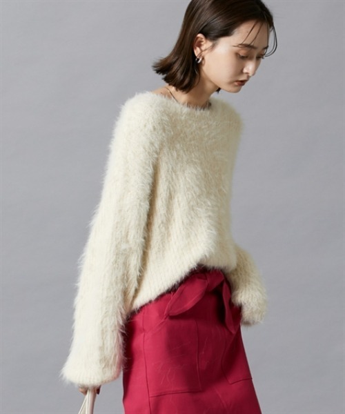 nissen（ニッセン）の「フェザーヤーンシャギーニットプルオーバー（ニット/セーター・レディース・ライトグレー/アイボリー/ミント・M/L）」の12枚目の写真