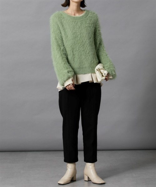 nissen（ニッセン）の「フェザーヤーンシャギーニットプルオーバー（ニット/セーター・レディース・ライトグレー/アイボリー/ミント・M/L）」の7枚目の写真