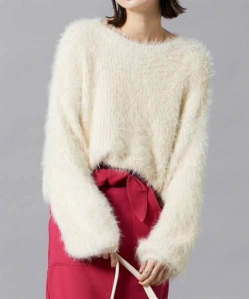 nissen（ニッセン）の「フェザーヤーンシャギーニットプルオーバー（ニット/セーター・レディース・ライトグレー/アイボリー/ミント・M/L）」の11枚目の写真