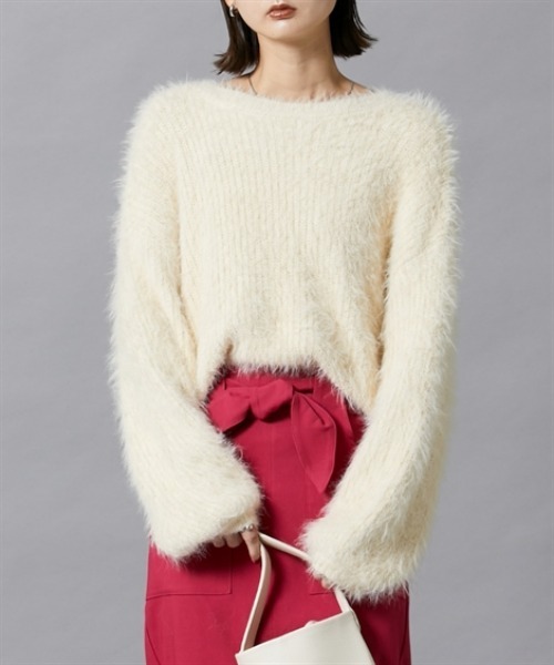 nissen（ニッセン）の「フェザーヤーンシャギーニットプルオーバー（ニット/セーター・レディース・ライトグレー/アイボリー/ミント・M/L）」の14枚目の写真