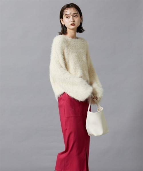 nissen（ニッセン）の「フェザーヤーンシャギーニットプルオーバー（ニット/セーター・レディース・ライトグレー/アイボリー/ミント・M/L）」の16枚目の写真