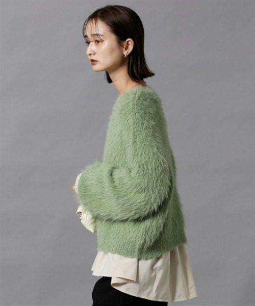 nissen（ニッセン）の「フェザーヤーンシャギーニットプルオーバー（ニット/セーター・レディース・ライトグレー/アイボリー/ミント・M/L）」の9枚目の写真