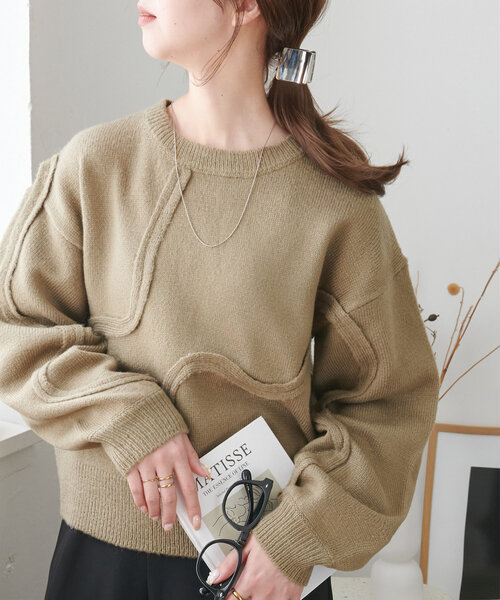 セール】【WEB限定】モヘアライクニュアンス柄ショートプルオーバー