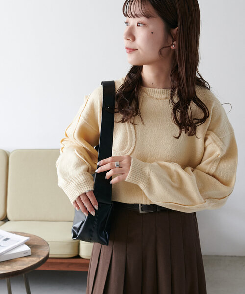 セール】【WEB限定】モヘアライクニュアンス柄ショートプルオーバー