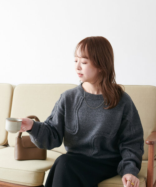 セール】【WEB限定】モヘアライクニュアンス柄ショートプルオーバー