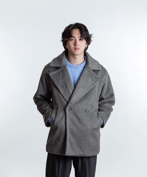 セール】【White Line】 シャギー ハーフ コート（ピーコート