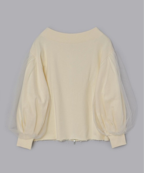 Olu.(オルドット)の「チュールドッキングボートネックスウェット(スウェット・レディース・アイボリー/ライトグレー・FREE)」の7枚目の写真