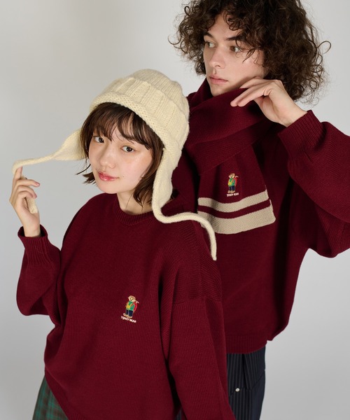 kutir(クティール)の「【Teddy Bare】KNIT MUFFLER SET/【テディベア】ニットマフラーセット(ニット/セーター・メンズ・ブラウン/グリーン/ボルドー/ネイビー/ブラック・MEDIUM/LARGE)」の5枚目の写真