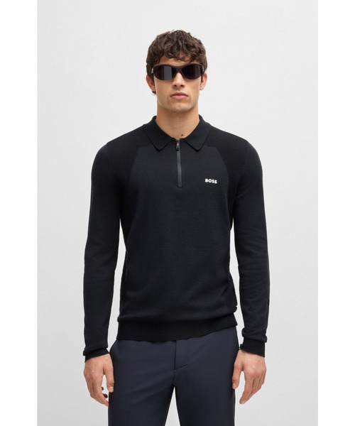 新品タグ付き✨BOSS ジッププラケット シルケットコットン ポロセーター L Amazon | [BOSS] [ボス] ジッププラケット シルケットコットン