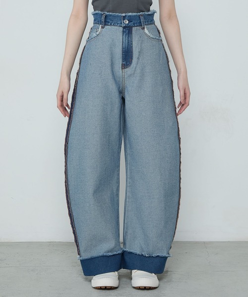 DIESEL　フリンジデニムジャケットとフリンジパンツセット Roll-up fringe outlinking denim pants / ロールアップ