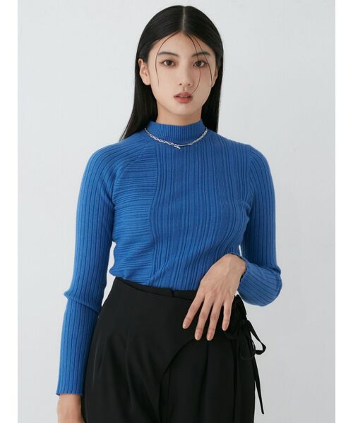 MURUA（ムルーア）の「リブパターンハイネックニット（ニット/セーター・レディース・ホワイト/ブラック/ブルー・FREE）」の6枚目の写真