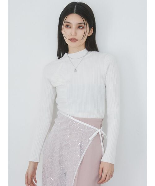 MURUA（ムルーア）の「リブパターンハイネックニット（ニット/セーター・レディース・ホワイト/ブラック/ブルー・FREE）」の10枚目の写真