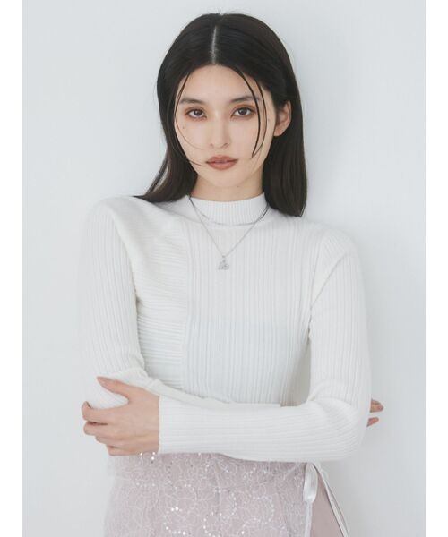 MURUA（ムルーア）の「リブパターンハイネックニット（ニット/セーター・レディース・ホワイト/ブラック/ブルー・FREE）」の11枚目の写真