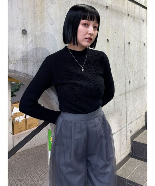 MURUA（ムルーア）の「リブパターンハイネックニット（ニット/セーター・レディース・ホワイト/ブラック/ブルー・FREE）」の16枚目の写真