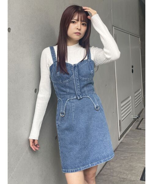 MURUA（ムルーア）の「リブパターンハイネックニット（ニット/セーター・レディース・ホワイト/ブラック/ブルー・FREE）」の21枚目の写真