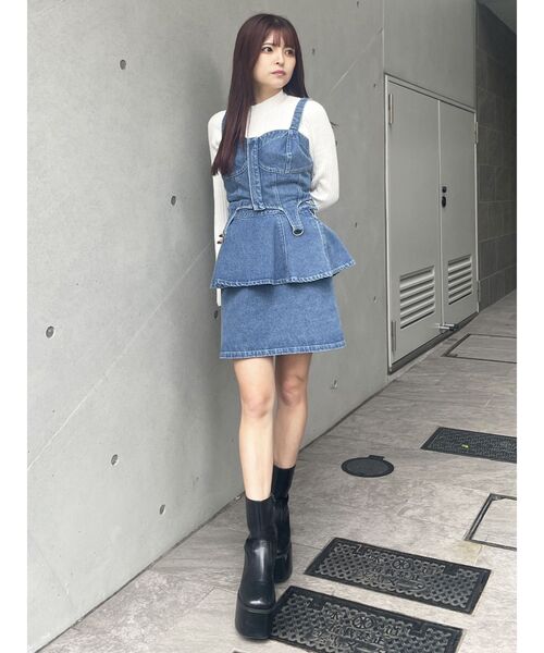 MURUA（ムルーア）の「リブパターンハイネックニット（ニット/セーター・レディース・ホワイト/ブラック/ブルー・FREE）」の22枚目の写真