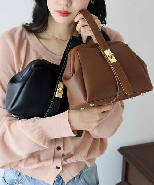 BLUEEAST（ブルーイースト）の「ワンハンドルがま口バッグ（ハンドバッグ・レディース・ブラウン/ブラック・FREE）」の10枚目の写真