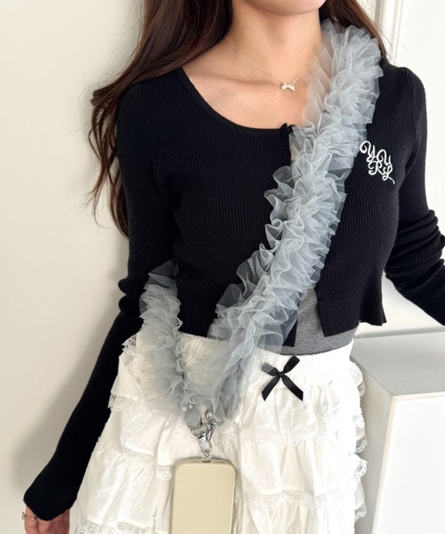 セール】【7色展開】フリルチュールスマホショルダー/マルチショルダー