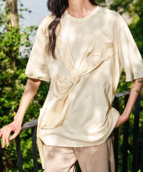 tシャツ Whispering Ribbon T-shirt / リボンTシャツ レディース セール】Whispering Ribbon T-shirt / リボンTシャツ（Tシャツ