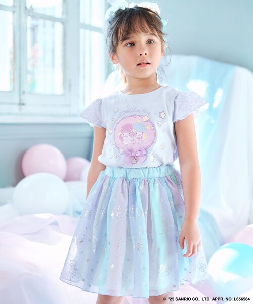 新品　エニィファム　リトルツインスターズ キキ　ララ 袖レースTシャツ　半袖 セール】【any FAM× リトルツインスターズ 】キキ＆ララ 袖