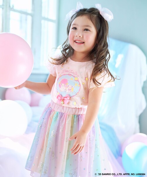 新品　エニィファム　リトルツインスターズ キキ　ララ 袖レースTシャツ　半袖 セール】【any FAM× リトルツインスターズ 】キキ＆ララ 袖