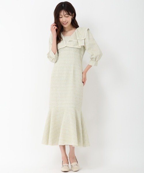 MISCH MASCH（ミッシュマッシュ）の「ビッグカラーマーメイドワンピース（ワンピース・レディース・ブルー/グリーン/イエロー・S/M）」の9枚目の写真