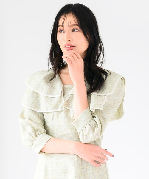 MISCH MASCH（ミッシュマッシュ）の「ビッグカラーマーメイドワンピース（ワンピース・レディース・ブルー/グリーン/イエロー・S/M）」の6枚目の写真