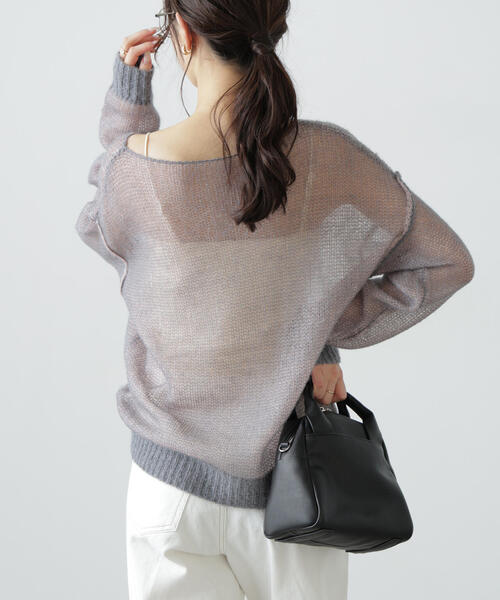 FREE'S MART（フリーズマート）の「◆配色レイヤードシアーニット（ニット/セーター・レディース・グレー/ホワイト/ライトグリーン・FREE）」の21枚目の写真