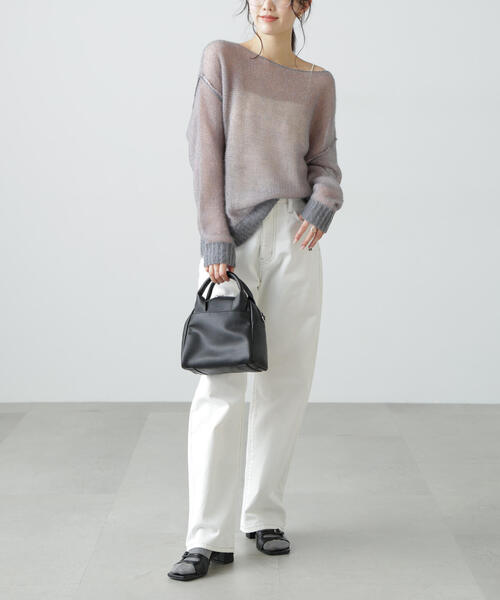 FREE'S MART（フリーズマート）の「◆配色レイヤードシアーニット（ニット/セーター・レディース・グレー/ホワイト/ライトグリーン・FREE）」の22枚目の写真