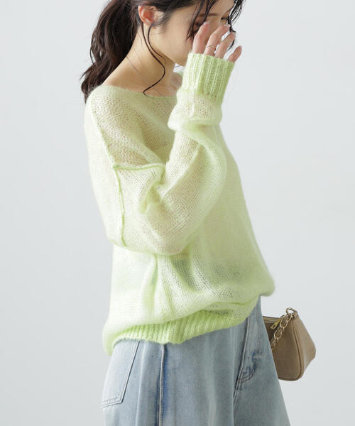 FREE'S MART（フリーズマート）の「◆配色レイヤードシアーニット（ニット/セーター・レディース・グレー/ホワイト/ライトグリーン・FREE）」の11枚目の写真