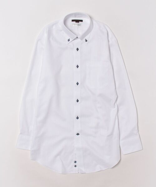 m.f.editorial（エムエフエディトリアル）の「【綿100% ノーアイロン】m.f.エディトリアル メンズ ボタンダウン ビジネスドレス 長袖シャツ（ビジネスシャツ・メンズ・ホワイト・首回り37cm-裄丈80cm/首回り39cm-裄丈80cm/首回り39cm-裄丈84cm/首回り41cm-裄丈82cm/首回り41cm-裄丈86cm/首回り43cm-裄丈82cm/首回り43cm-裄丈86cm）」の2枚目の写真