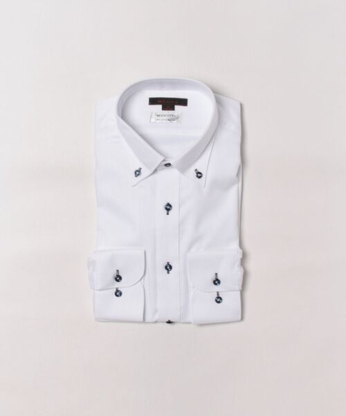 m.f.editorial（エムエフエディトリアル）の「【綿100% ノーアイロン】m.f.エディトリアル メンズ ボタンダウン ビジネスドレス 長袖シャツ（ビジネスシャツ・メンズ・ホワイト・首回り37cm-裄丈80cm/首回り39cm-裄丈80cm/首回り39cm-裄丈84cm/首回り41cm-裄丈82cm/首回り41cm-裄丈86cm/首回り43cm-裄丈82cm/首回り43cm-裄丈86cm）」の4枚目の写真