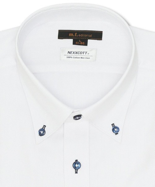 m.f.editorial（エムエフエディトリアル）の「【綿100% ノーアイロン】m.f.エディトリアル メンズ ボタンダウン ビジネスドレス 長袖シャツ（ビジネスシャツ・メンズ・ホワイト・首回り37cm-裄丈80cm/首回り39cm-裄丈80cm/首回り39cm-裄丈84cm/首回り41cm-裄丈82cm/首回り41cm-裄丈86cm/首回り43cm-裄丈82cm/首回り43cm-裄丈86cm）」の8枚目の写真