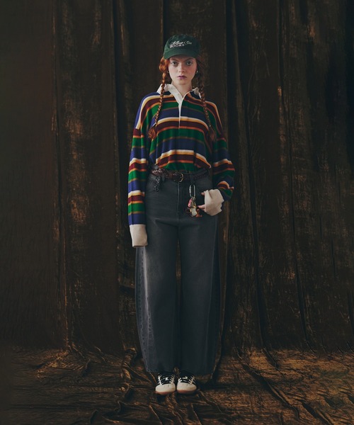 ROSE BUD(ローズバッド)の「(GENE HEAVENS)マルチボーダー ラグビーニット(ニット/セーター・レディース・ネイビー/グレー・ONE SIZE)」の4枚目の写真