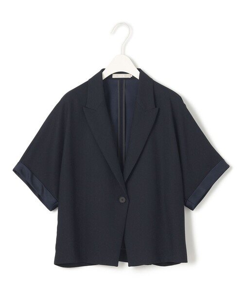 【SALE】コットンサージ製 クロップドジャケット FluidBackSatin クロップドジャケット（その他アウター）｜ICB