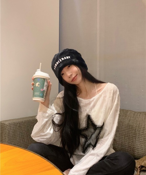 DEVICE(デバイス)の「ダメージ スター ルーズ トップス ギャザー デザイン 韓国 ストリート y2k 古着風 長袖 Tシャツ ロンT(Tシャツ/カットソー・レディース・チャコールグレー/ホワイト・FREE)」の12枚目の写真