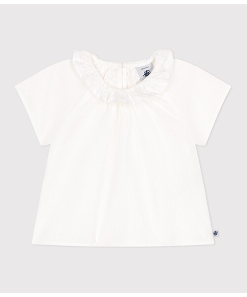 PETIT BATEAU(プチバトー)の「半袖ブラウス(シャツ/ブラウス・キッズ・ホワイト・24MONTH/36MONTH/12MONTH/18MONTH)」の1枚目の写真