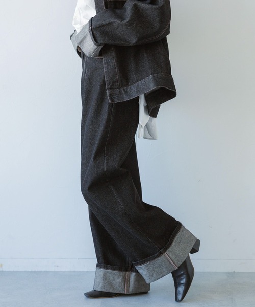 RAGEBLUE（レイジブルー）の「＜セットアップ対応＞ステッチデザイン/ロールアップデニムパンツ（デニムパンツ・レディース・ブラック・MEDIUM/SMALL）」の7枚目の写真