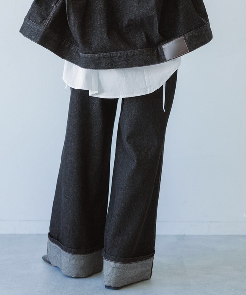 RAGEBLUE（レイジブルー）の「＜セットアップ対応＞ステッチデザイン/ロールアップデニムパンツ（デニムパンツ・レディース・ブラック・MEDIUM/SMALL）」の8枚目の写真