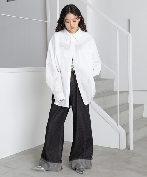 RAGEBLUE（レイジブルー）の「＜セットアップ対応＞ステッチデザイン/ロールアップデニムパンツ（デニムパンツ・レディース・ブラック・MEDIUM/SMALL）」の21枚目の写真