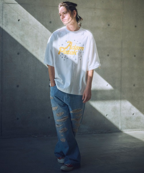 ADAM PATEK(アダムパテック)の「ADAMPATEK/disco logo short sleeve T/ディスコロゴプリントT(Tシャツ/カットソー・メンズ・パープル/ホワイト/ブラック・1/2)」の11枚目の写真