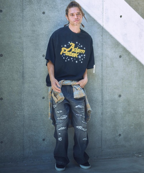 ADAM PATEK(アダムパテック)の「ADAMPATEK/disco logo short sleeve T/ディスコロゴプリントT(Tシャツ/カットソー・メンズ・パープル/ホワイト/ブラック・1/2)」の7枚目の写真