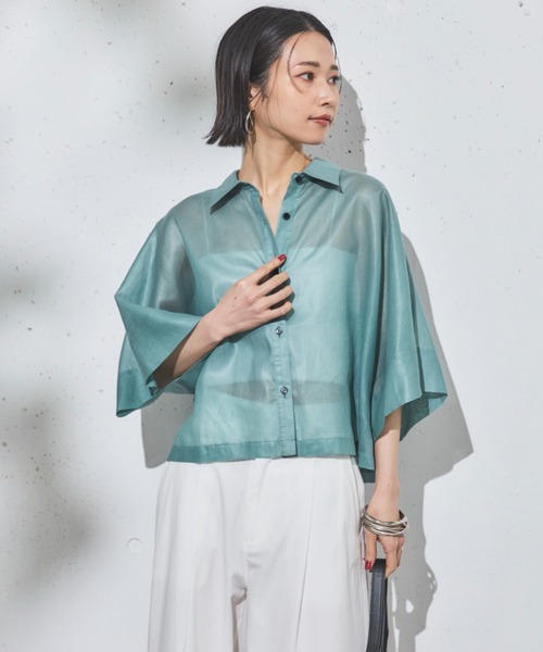 Doux archives(ドゥアルシーヴ)の「シアーチンツドルマンシャツ(シャツ/ブラウス・レディース・ブラック/ブルーグリーン/ベージュ・FREE)」の3枚目の写真