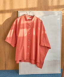 MILKFED. - MILKFED.　オレンジ　ノーカラー五分袖シャツブラウス 綿100%　XS MILKFED.（ミルクフェド）のファッション通販 - ZOZOTOWN